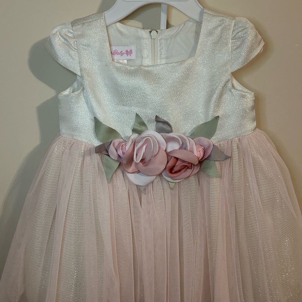 Elegant Pink and White Baby Dress